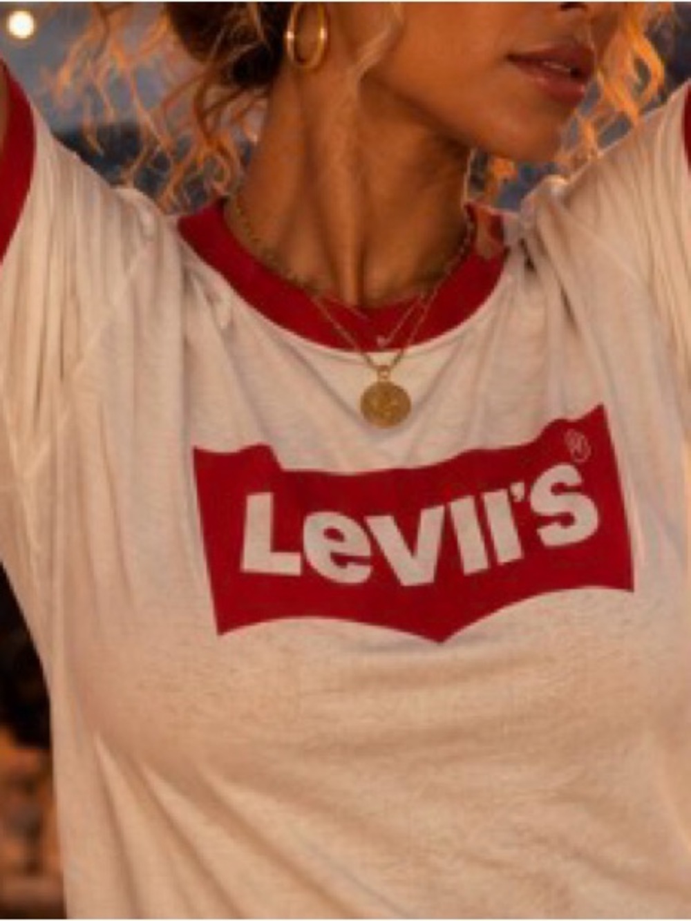 LEVIS | BEYONCÉ COLAB Tee with Red Logo and Trim